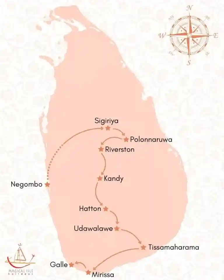 map of cycling tour package from magical isle holidays, a travel agency based in new south wales australia with hassle free booking
