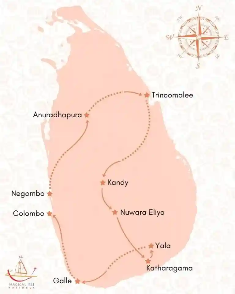 map of Ramayana Trails tour package from magical isle holidays, a travel agency based in new south wales australia with hassle free booking
