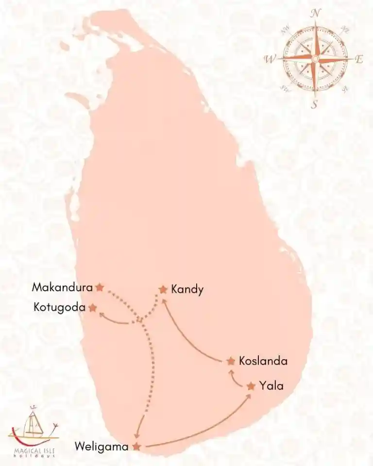 map of Wedded in Paradise tour package from magical isle holidays, a travel agency based in new south wales australia with hassle free booking